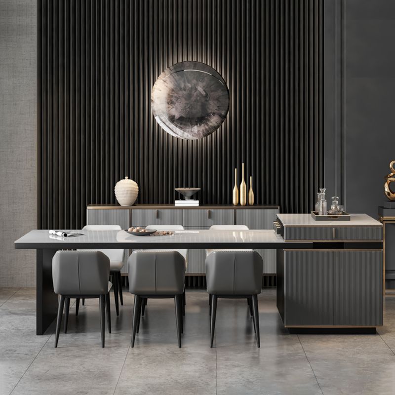 Rectangle Stone Top Dining Table Extendable Dining Table for Dining Room