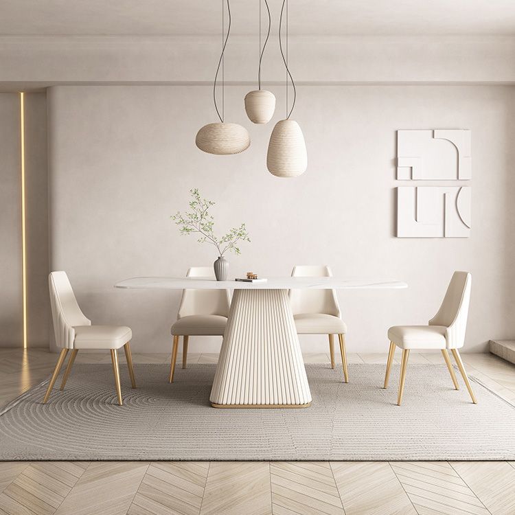 Glam White Dining Table Stone Rectangular Table for Dining Room Clearhalo 'Dining Tables & Seating' 'Dining Tables' 'dining_table' 'furn' 'furn_dining_table' 'Furniture' 'Kitchen & Dining Furniture' 1200x1200_5e71ee25-641d-40a9-9173-6ba3a8d22492