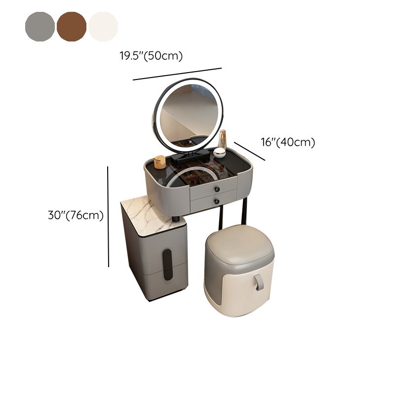 Glam Glass Makeup Counter 29.9" H Bedroom Make-up Vanity with Drawer