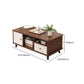 Artificial Wood Coffee or End Table 4 Legs Coffee Table in Light Wood and Espresso Wood