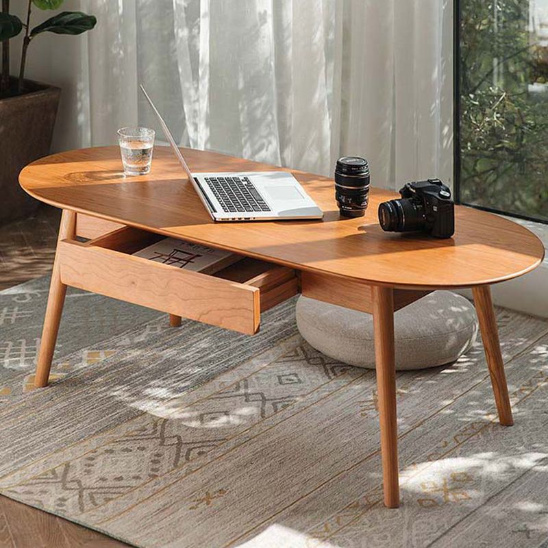 Contemporary Wooden Coffee Table Elliptical 4 Legs Cocktail Table Clearhalo 'Coffee & Accent Tables' 'Coffee Tables' 'coffee_tables' 'furn' 'furn_coffee_tables' 'Furniture' 'Living Room Furniture' 1200x1200_5e7a19fa-aeaf-4e8e-9682-b40acb9ba4dc