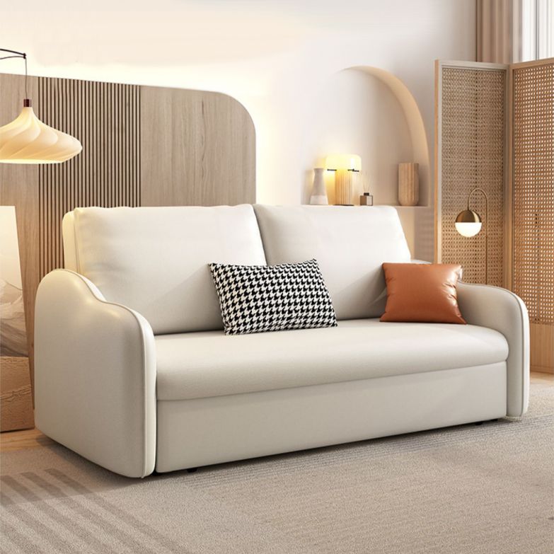 Contemporary Sleeper Sofa Stainless Steel Upholstered Pillow Back Futon Sofa Bed