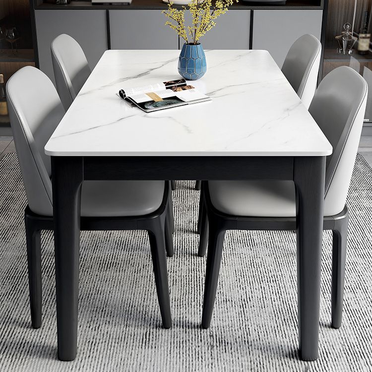 Sintered Stone Two-Color Dining Table Mid-Century 4 Legs Table for Dining Room Clearhalo ' dining_table' 'Dining Tables & Seating' 'Dining Tables' 'furn' 'furn_dining_table' 'Furniture' 'furniture_dining_table' 'Kitchen & Dining Furniture' 'kitchen&dining_furn' 'kitchen' 'kitchen_dining_table' 1200x1200_5e7b5112-ca9d-46d1-b878-78213ede8586