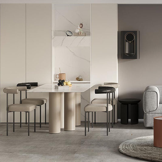 Modern Linen Dining Chair Open Back Dining Side Furniture in Matte Finish for Brasserie Clearhalo 'Dining Chairs' 'Dining Tables & Seating' 'dining_chair' 'furn' 'furn_dining_chair' 'Furniture' 'Kitchen & Dining Furniture' 1200x1200_5e7b61f4-4861-470c-806c-3c56cba45634