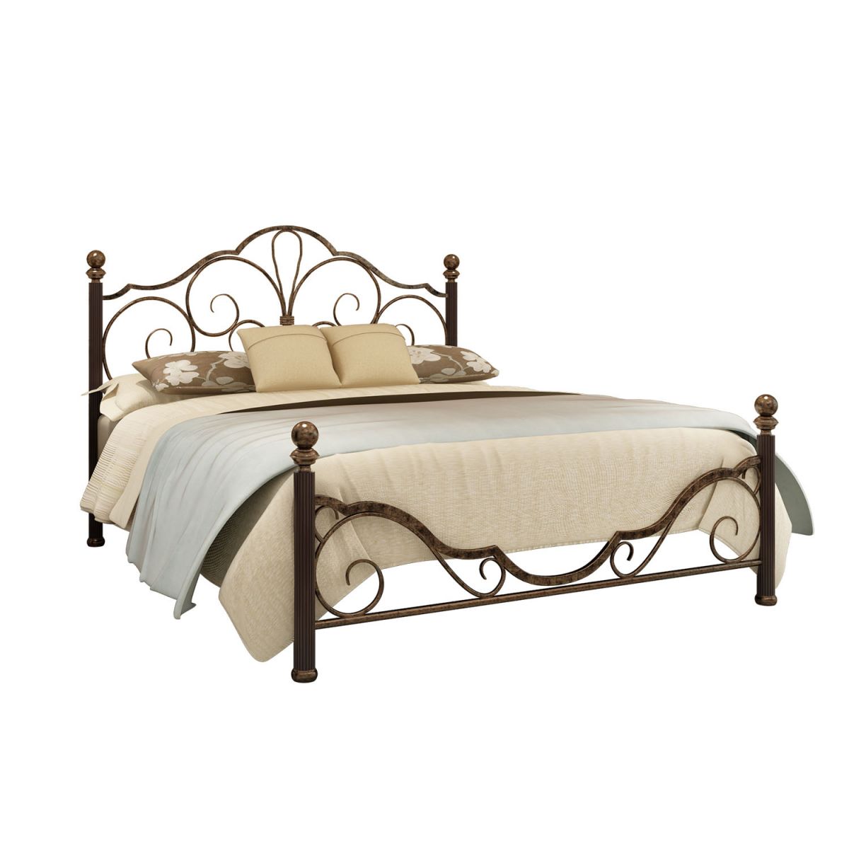 Industrial Metal Bed with Headboard Standard Profile Open-Frame Bed