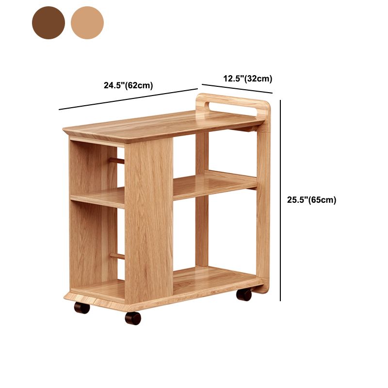 Square Wood Top Side Table Modern 25.6" Tall End Table with Shelves