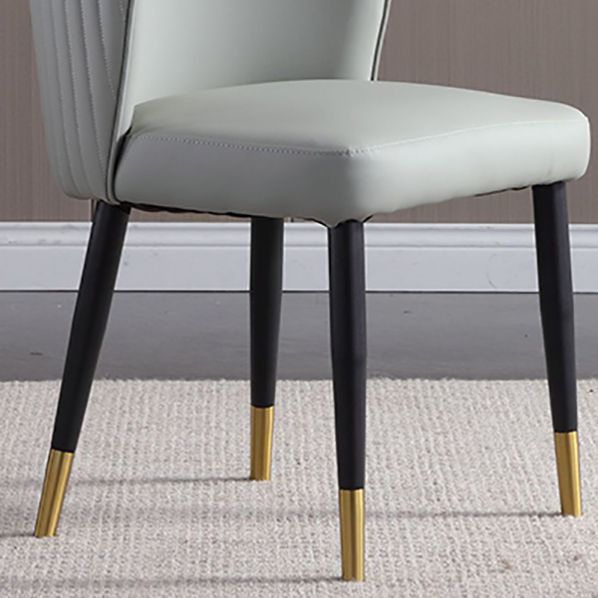 オレンジと灰色のダイニングチェアグラムフェイクレザーアームレスサイドチェア