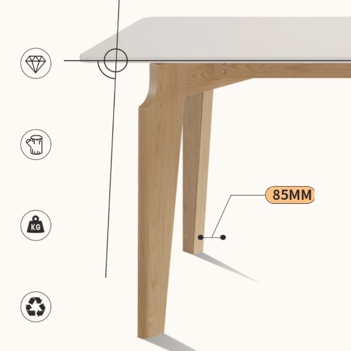 Modern Rectangular Dining Table White Stone Tabletop for Living Room