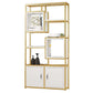 Metal and Wooden Book Shelf Etagere Open Study Room Shelf Bookcase with Doors