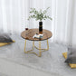 Moderne 11,8 "H ronde glazen salontafel ijzeren abstracte cocktailtafel