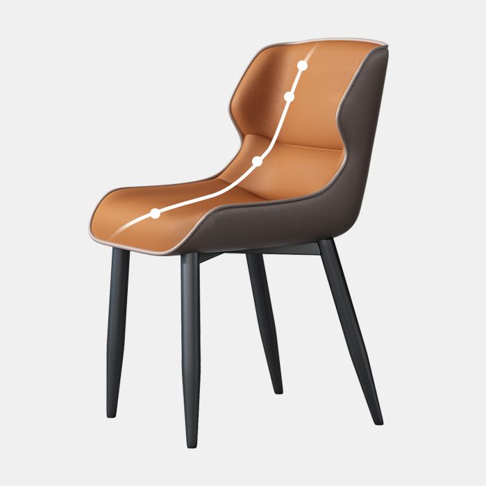 Modern Wingback Side Chair Faux Leather Armless Dining Chairs