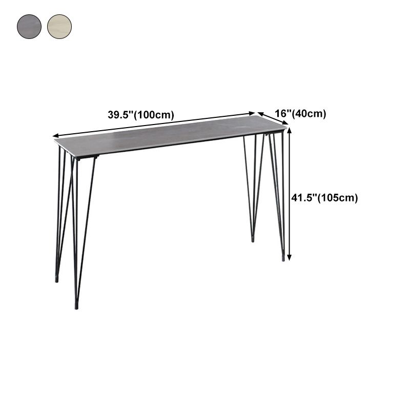 Stone Bar Dining Table Industrial Bar Dining Table with 4 Black Legs Clearhalo 'Bar Furniture' 'Bar Tables' 'bar_tables' 'furn' 'furn_bar_tables' 'Furniture' 'furniture_bar_tables' 'Kitchen & Dining Furniture' 1200x1200_5e8bb304-70b4-4dcd-987f-5dc1b9c76aa7