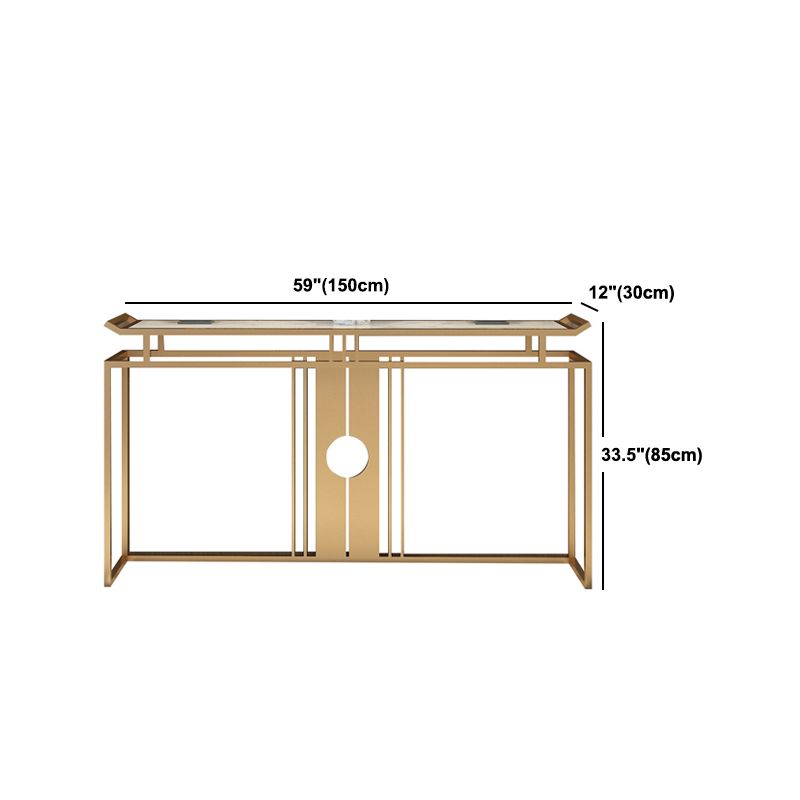 Table de acento glamoroso de 11 "de ancho Stone Gold Rectangle Console Acent Table
