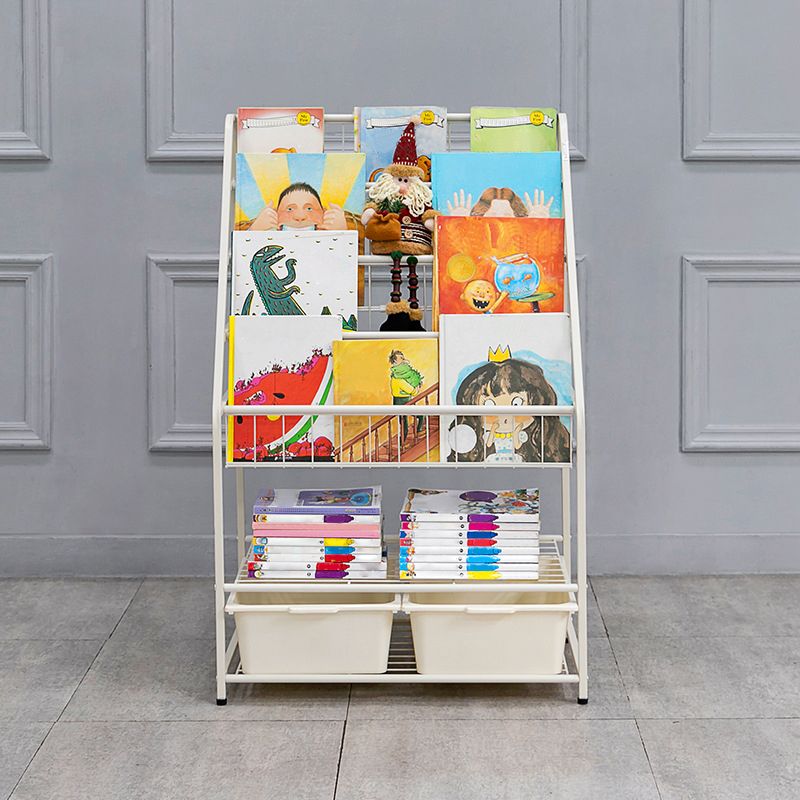 Contemporary Metal Bookshelf White Ladder Book Shelf for Home Office 14.6" Wide Clearhalo 'Bookcases' 'furn' 'furn_bookcases' 'Furniture' 'Office Furniture' 1200x1200_5e8d79c0-2b8b-470b-8c61-4e19013829eb