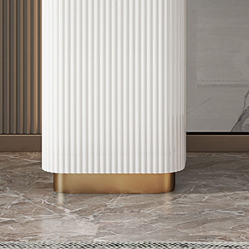 Oval Shape Contemporary Console Table Stone Console Sofa Table in Black and White