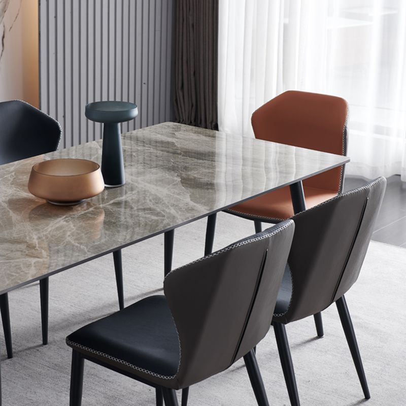 Metal Contemporary Rectangular Dining Table Sintered Stone Table with Metal Legs Clearhalo ' dining_table' 'Dining Tables & Seating' 'Dining Tables' 'furn' 'furn_dining_table' 'Furniture' 'furniture_dining_table' 'Kitchen & Dining Furniture' 'kitchen&dining_furn' 'kitchen' 'kitchen_dining_table' 1200x1200_5e8dc2f3-5fc9-4640-9d69-42697ee7128f