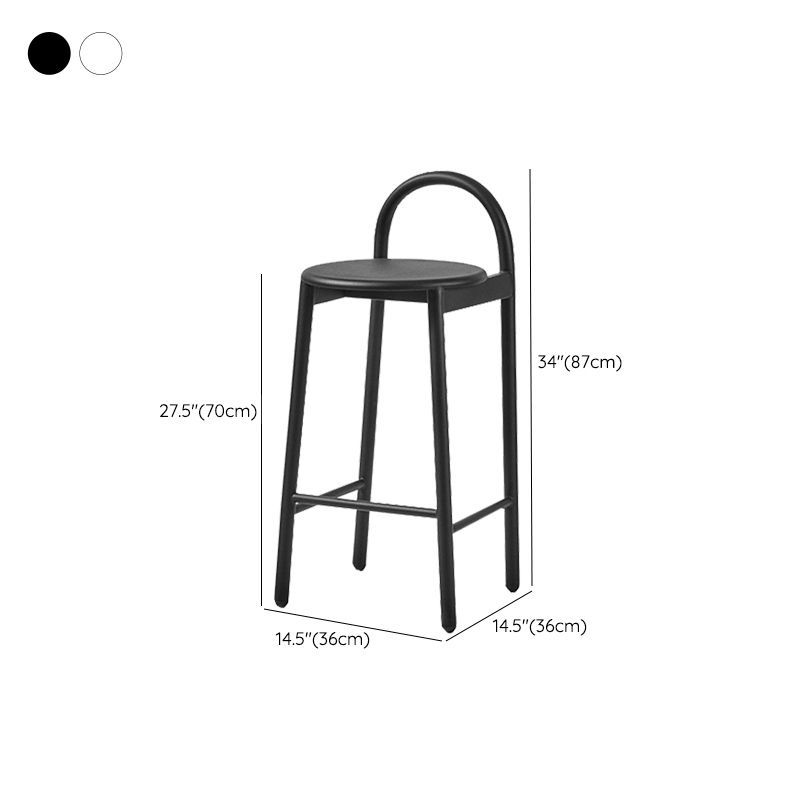 Contemporary Armless Dining Stools Solid Wood Bar Stools with Footrest