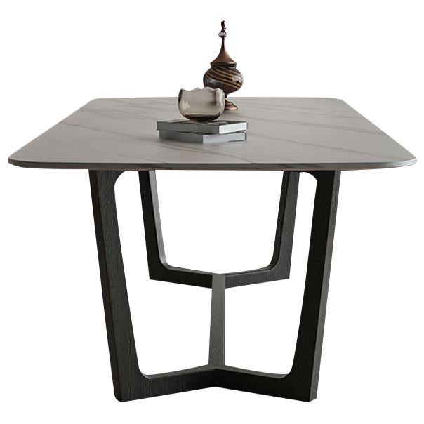 Rectangle Trestle Base Industrial Table White Fixed Table with Sintered Stone Clearhalo 'Dining Tables & Seating' 'Dining Tables' 'dining_table' 'furn' 'furn_dining_table' 'Furniture' 'furniture_dining_table' 'Kitchen & Dining Furniture' 1200x1200_5e8f9417-5cf3-430f-95ab-800222527437