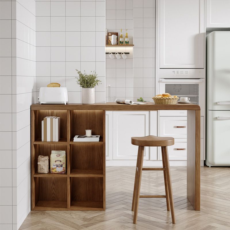 Modern Style Bar Table Pine Solid Wood Double pedestal Bar Dining Table with Storage Clearhalo 'Bar Furniture' 'Bar Tables' 'bar_tables' 'furn' 'furn_bar_tables' 'Furniture' 'Kitchen & Dining Furniture' 1200x1200_5e8fa5e4-d809-49ab-8859-6b61034700a8