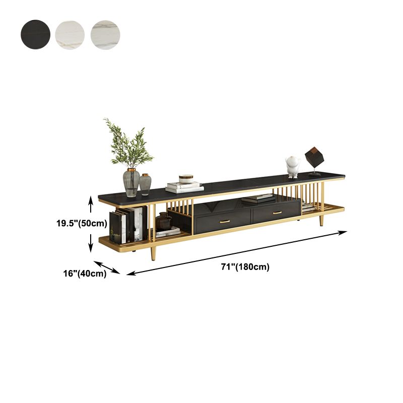 Glam Style TV Stand Open Storage TV Stand Console with 2-Drawer Clearhalo 'furn' 'furn_tv_stands_entertainment_centers' 'Furniture' 'Living Room Furniture' 'TV Stands & Entertainment Centers' 'TV Stands & Media Storage Furniture' 'tv_stands_entertainment_centers' 1200x1200_5e8fe24a-8457-41a3-a910-adfc919ca385