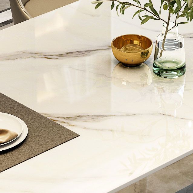 Sintered Stone Top Dining Table Metal Base Table for Dining Room Clearhalo 'Dining Tables & Seating' 'Dining Tables' 'dining_table' 'furn' 'furn_dining_table' 'Furniture' 'Kitchen & Dining Furniture' 1200x1200_5e90e74b-57d2-4093-9406-a5736fa79b89