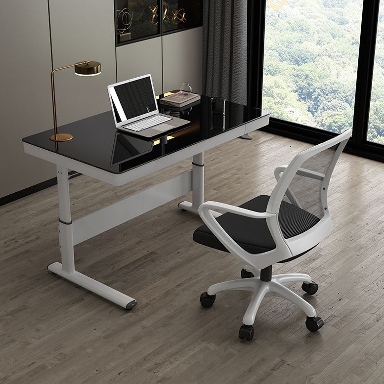 Contemporary Standing Desk Converter White Metal Base Desk for Office Clearhalo 'furn' 'furn_office_desk' 'Furniture' 'Office Desks' 'Office Furniture' 'office_desk' 1200x1200_5e9137a7-1faa-4b63-8b91-70f3bde0ad7d