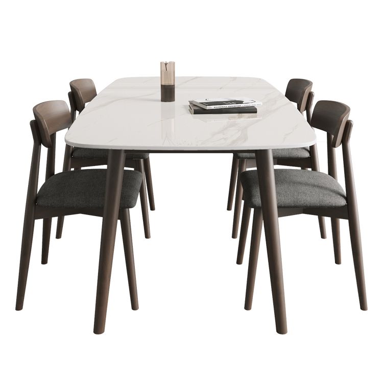 Mid-Century Modern Dining Table Rectangle Stone Top 4 Legs Dining Site Table Clearhalo 'Dining Tables & Seating' 'Dining Tables' 'dining_table' 'furn' 'furn_dining_table' 'Furniture' 'furniture_dining_table' 'Kitchen & Dining Furniture' 'kitchen' 'kitchen_dining_table' 1200x1200_5e915d90-be8d-481f-839c-3ce122ed24e8