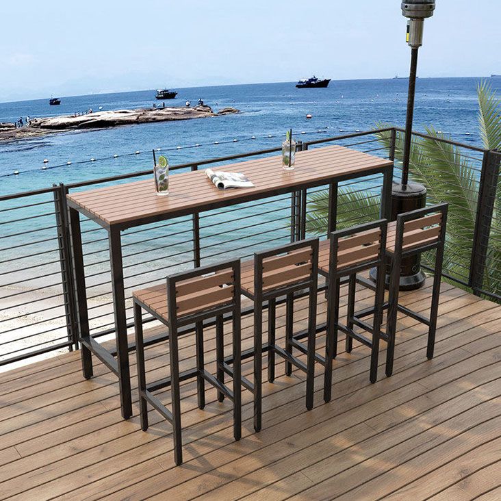 Modern Trestle Bar/Dinette Table Rectangle Outdoor Footrest Bar Height Table Clearhalo 'Bar Furniture' 'Bar Tables' 'bar_tables' 'furn' 'furn_bar_tables' 'Furniture' 'Kitchen & Dining Furniture' 1200x1200_5e93052b-5427-4f5f-b167-51c119b68aab
