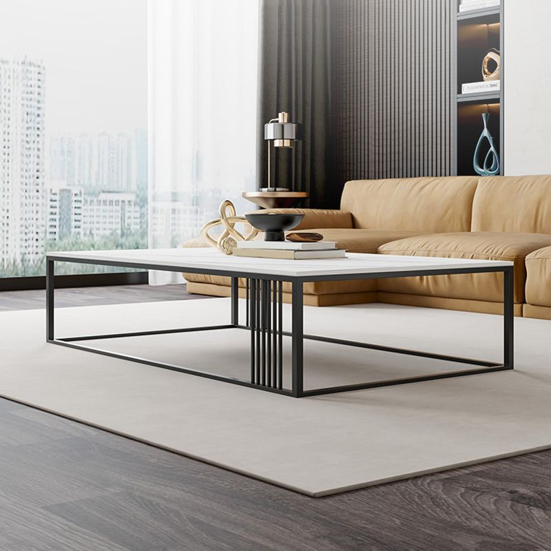 Metal Frame Rectangular Coffee Table Stone Top Cocktail Table Clearhalo 'Coffee & Accent Tables' 'Coffee Tables' 'coffee_tables' 'furn' 'furn_coffee_tables' 'Furniture' 'Living Room Furniture' 1200x1200_5e94bdbc-2d67-4643-af78-6b4bf2f0355e