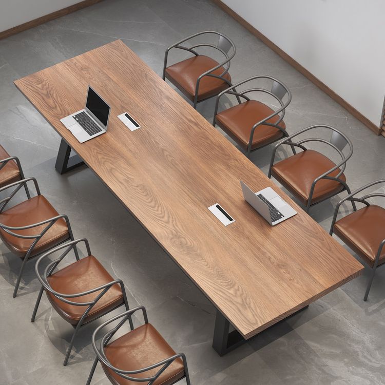 Solid Wood Writing Desk Industrial 29.53 "Tall Office Desk met ijzeren benen