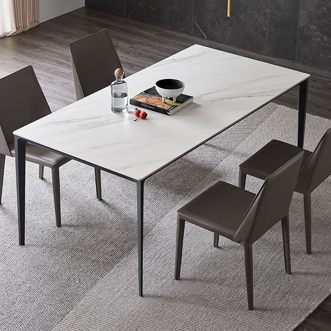 Modern Style Sintered Stone Dining Table White Rectangle Table with 4 Legs for Kitchen Clearhalo ' dining_table' 'Dining Tables & Seating' 'Dining Tables' 'Furniture' 'furniture_dining_table' 'Kitchen & Dining Furniture' 'kitchen&dining_furn' 'kitchen' 'kitchen_dining_table' 1200x1200_5e95533e-f03d-45d1-acd1-50a6fbb9239d