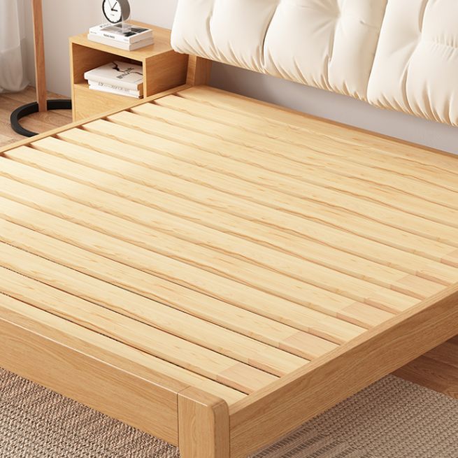 Hedendaags massief hout gestoffeerd hoofdeinde rechthoekig standaardbed, licht niet inbegrepen