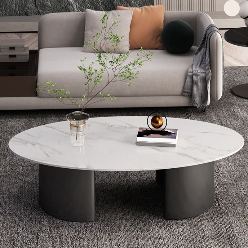 Glam Slate Coffee Cocktail Table Frame Oval Coffee Table for Home Clearhalo 'Coffee & Accent Tables' 'Coffee Tables' 'coffee_tables' 'furn' 'furn_coffee_tables' 'Furniture' 'Living Room Furniture' 1200x1200_5e95f4d4-6db0-4b22-bb06-5c13e5fdf22e