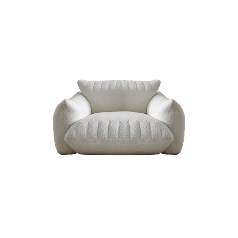 Modern 28.74" H Wool Recessed Arm Sofa in White for Living Room