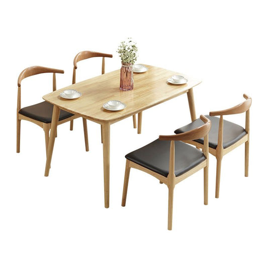 Modern Style Solid Wood Dining Set with Rectangle Shape Table and 4 Legs Base for Home Use Clearhalo 'Dining Room Sets' 'Dining Tables & Seating' 'dining_room_set' 'furn' 'furn_dining_room_set' 'Furniture' 'furniture_dining_room_set' 'Kitchen & Dining Furniture' 'kitchen&dining_furn' 'kitchen' 1200x1200_5e972ed6-fc1a-41f1-8f92-973fd579c1dc