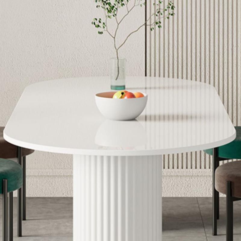 Metal Double Pedestal Table Modern Oval Dining Room Collection in White