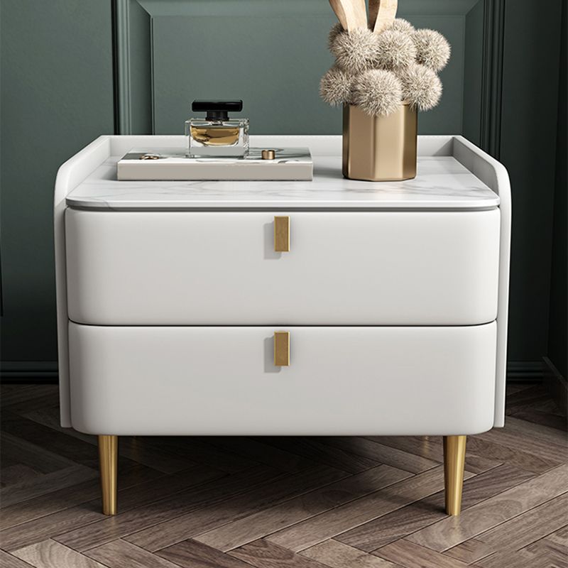 2 cassetti Le gambe del tavolo da notte contemporanee includevano comodini in legno massiccio, alto 18,5 "