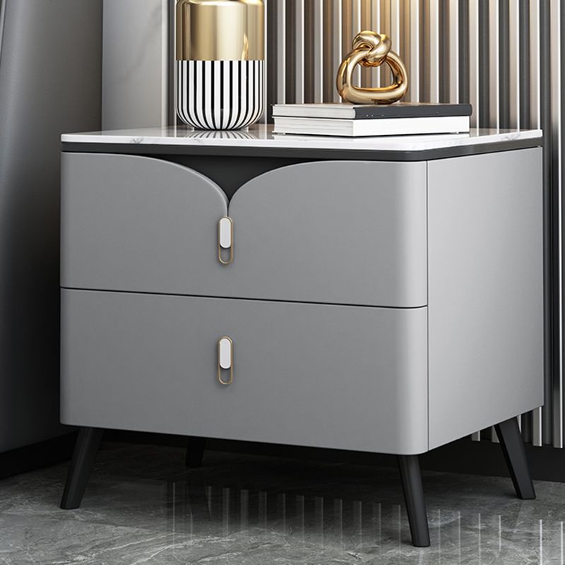 18 Inch H Night Table Modern Solid Wood 2-Drawer Stone Top Faux Leather Nightstand Clearhalo 'Bedroom Furniture' 'furn' 'furn_night_stand' 'Furniture' 'night_stand' 'Nightstands' 1200x1200_5e9ac4f5-8e66-4fff-9b62-de7db198424d