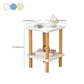 Scandinavian Style Wooden Side Table Double Tier End Table Concrete Sofa Side Accent Table