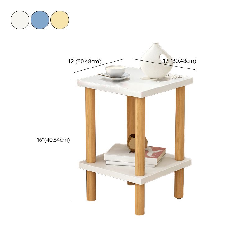 Scandinavian Style Wooden Side Table Double Tier End Table Concrete Sofa Side Accent Table
