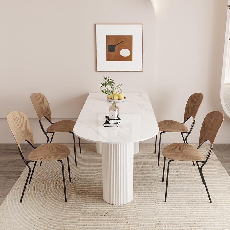 Modern Dining Table Sintered Stone Table with Wood Legs for Home Use Clearhalo 'Dining Tables & Seating' 'Dining Tables' 'dining_table' 'furn' 'furn_dining_table' 'Furniture' 'Kitchen & Dining Furniture' 1200x1200_5e9c4ea0-d64d-4586-b3e8-b8c2db24f6be