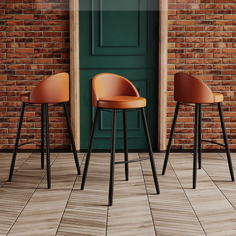 Industrial Backrest Counter Stool Iron Cafe Bar Stool with Leather Cushion and Pedal Clearhalo 'Bar Furniture' 'Bar Stools' 'bar_stools' 'furn' 'furn_bar_stools' 'Furniture' 'Kitchen & Dining Furniture' 1200x1200_5e9d537e-0aab-4bbb-b081-f3416af1e8c3