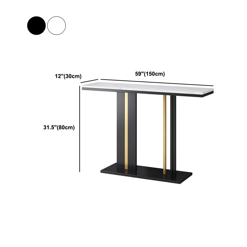 Tavolo console in stile glam con top in pietra e base di piedistallo per Hall