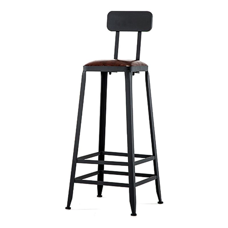 Industrial Footrest Armless Barstool Leather Stackable Coffee Shop Stool Clearhalo 'Bar Furniture' 'Bar Stools' 'bar_stools' 'furn' 'furn_bar_stools' 'Furniture' 'furniture_bar_stools' 'Kitchen & Dining Furniture' 1200x1200_5e9f2c82-e5fc-459e-9cfe-7afc5bbd34ec