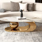 Oval Stone Top Coffee Table with Steel Base 51.18" Long 27.56" Wide Clearhalo 'Coffee & Accent Tables' 'Coffee Tables' 'coffee_tables' 'furn' 'furn_coffee_tables' 'Furniture' 'Living Room Furniture' 1200x1200_5ea1577b-5033-49d8-9eb1-979132957e97
