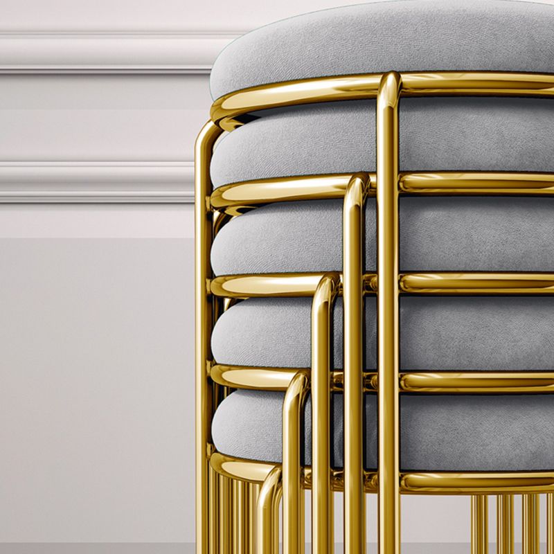 Ottoman Round Glam Pure Color Velvet Tear Resistant Standard Ottoman