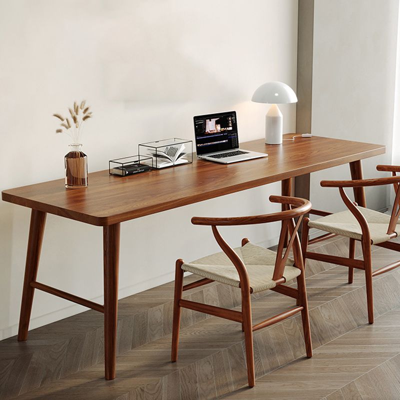 Modern Writing Desk Solid Wood Rectangle Office Desk with H-Base Clearhalo 'furn' 'furn_office_desk' 'Furniture' 'Office Desks' 'Office Furniture' 'office_desk' 1200x1200_5ea1cc0b-6cfd-4b85-a84f-684c7d90c8f8