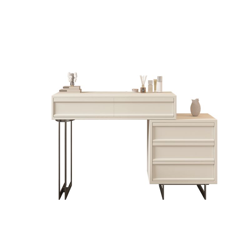 Contemporary Vanity Dressing Table in Beige with 2/5 Drawers