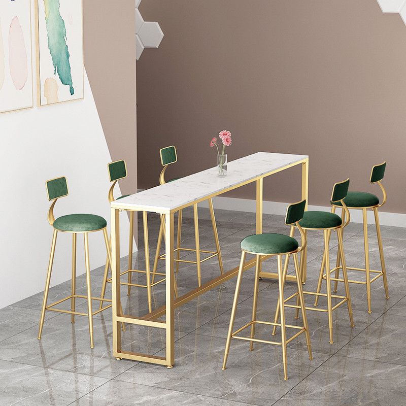Glam Counter Table Marble Rectangle Top Trestle Table - 41.3" H Clearhalo 'Bar Furniture' 'Bar Tables' 'bar_tables' 'furn' 'furn_bar_tables' 'Furniture' 'furniture_bar_tables' 'Kitchen & Dining Furniture' 1200x1200_5ea4145b-f604-4a53-88a4-cdc3d8bbe263