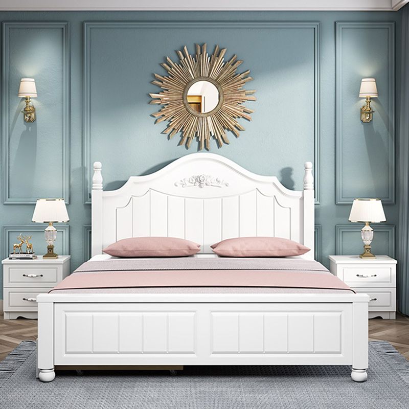Contemporary Solid Color Slat Bed Arched Bed With Custom Wood Legs